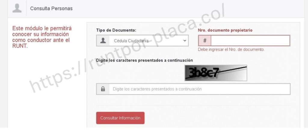 RUNT por placa
